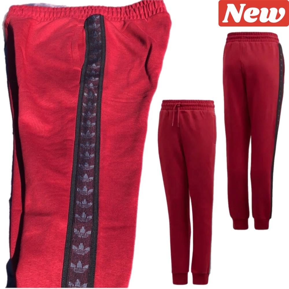 🛑CLEARANCE‼️🆕♻️ ADIDAS ORIGINALS linear Logo Tape Track Pants dark red